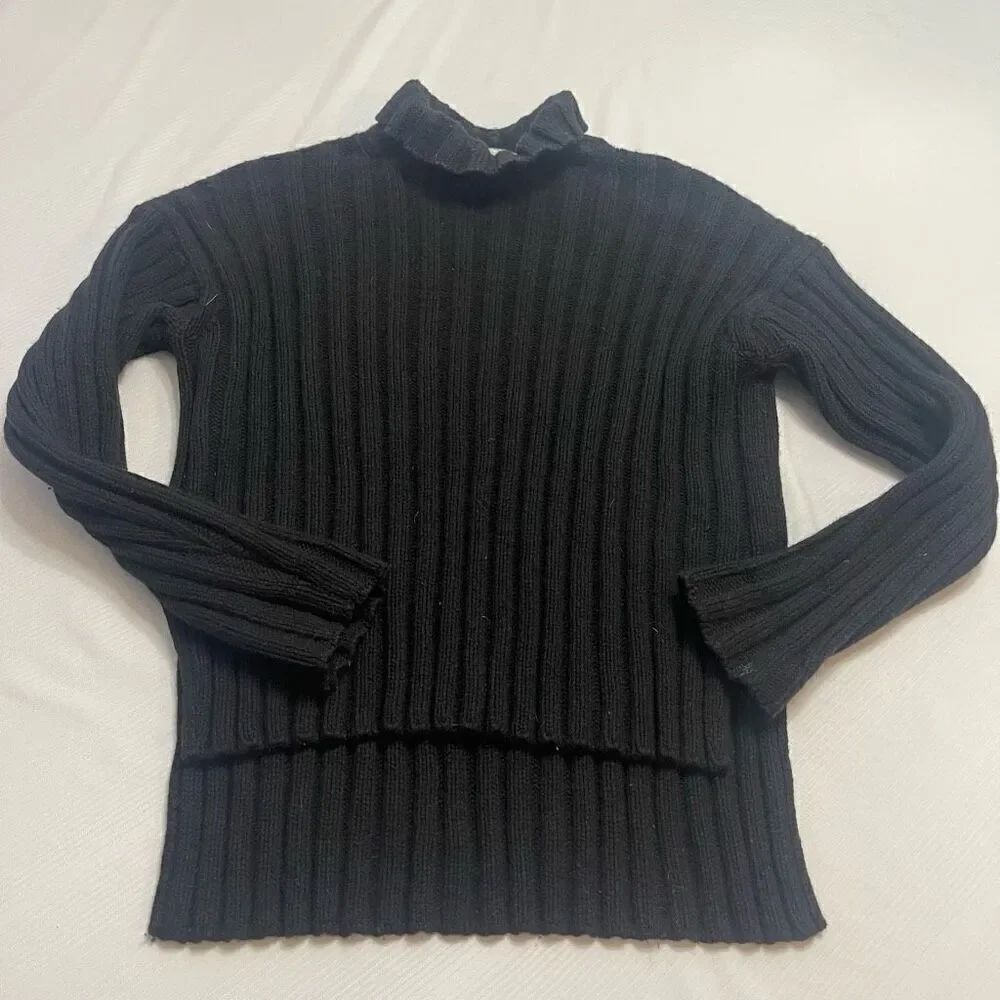 Everlane Black Ribbed Wool Cashmere Sweater Size Small
